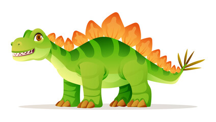 Cute stegosaurus dinosaur cartoon illustration isolated on white background