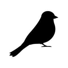 Vector hand drawn flat bullfinch bird silhouette isolated on white background
