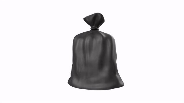 black trash bag isolated on white