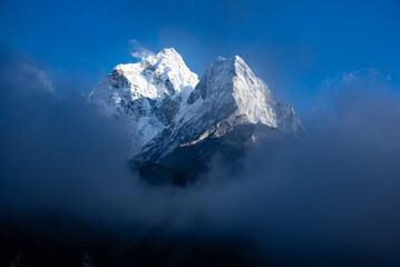 The mighty peak of Ama Dablam in the Everest Region of Nepal