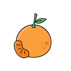 Tangerine Orange Fruit Chinese New Year Element Icon Illustration