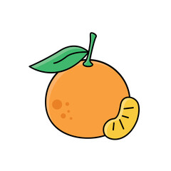 Tangerine Orange Fruit Chinese New Year Element Icon Illustration