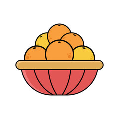 Tangerine Orange Fruit Chinese New Year Element Icon Illustration