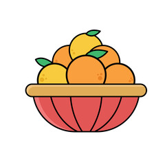 Tangerine Orange Fruit Chinese New Year Element Icon Illustration