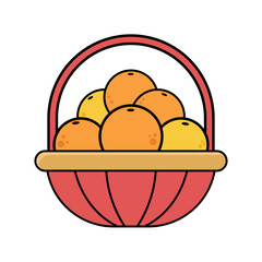 Tangerine Orange Fruit Chinese New Year Element Icon Illustration