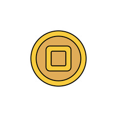 Yuan Money Coin Chinese New Year Element Icon Illustration