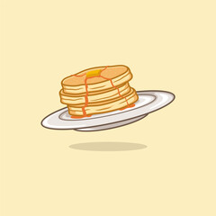cartoon illustration of pancakes on plate