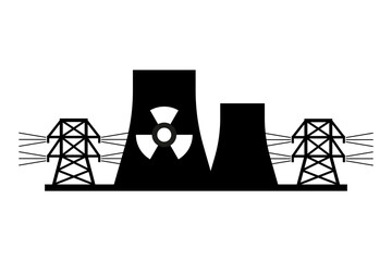 Nuclear power plant. Vector icon isolated on white