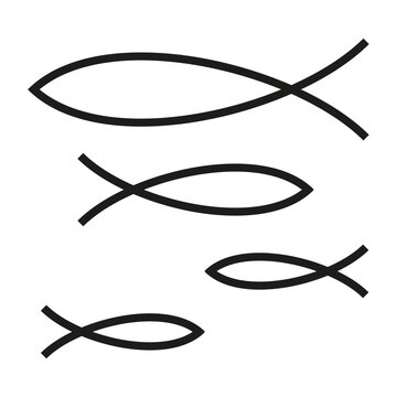black christian symbol fish icon. Vector illustration. Stock image.