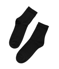 Pair of black socks isolated on white, top view