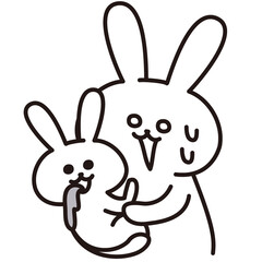 色加工ok うさぎ素材No.120 親子 そそう