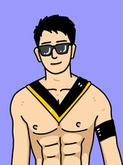 Fototapeta premium cute man cartoon on blue background