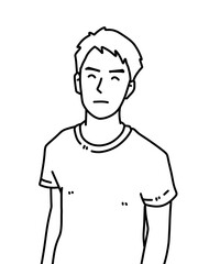 black and white of cute man cartoon for coloring
