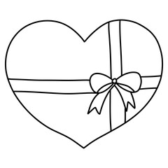 heart gift box, heart hand drawn illustration
