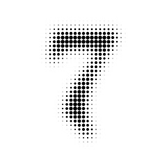 Number 7 Halftone. Pop art style. Halftone dotted backdrop. Design for web banners, wallpaper,sites vector illustration. Abstract Halftone Dotted Number.