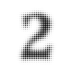 Number 2 Halftone. Pop art style. Halftone dotted backdrop. Design for web banners, wallpaper,sites vector illustration. Abstract Halftone Dotted Number.
