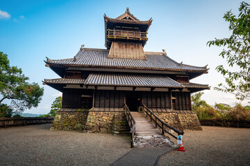 Front landscape view in of aya castle, a magnificent wooden castle placed in Aya Town - Miyazaki
