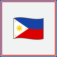 Philippines Flag Cartoon Vector Illustration. Flag of Philippines Flat Icon Outline. National Philippines Flag