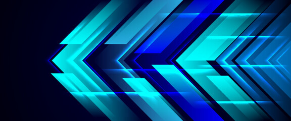 Obraz premium arrow quick innovation glow hi-tech moving blue background modern geometry style fast step progress internet speed idea futurism