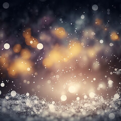 Fototapeta premium Winter Night with Golden Light in Green Backround featuring Snowflakes and Abstract Silhouette by Generative AI Illustrations