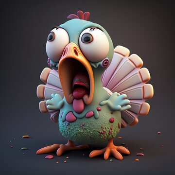 Zombie animal 3d pastel colors illustration made with Generative AI