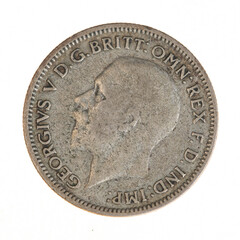 Vintage Brittish George V Silver Six Pence Coin Dated 1933