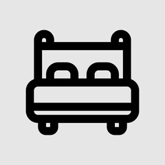 Bed icon in line style about furniture, use for website mobile app presentation