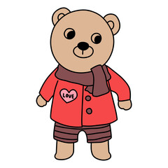 Bear in Love, Valentine Bear hand drawn illustration