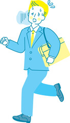 慌てて走る若い男性のイラスト素材