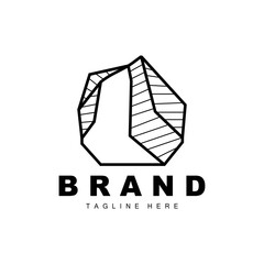 Stone Logo, Gem Line Stone Design, Diamond, Crystal, Simple Elegant, Product Brand Vector, Natural Stone Icon