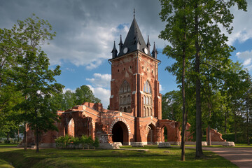 Chapelle Pavilion in Alexander Park of Tsarskoye Selo on a sunny summer day, Pushkin, Saint...
