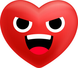 Heart Cartoon Emoticons, Character face expressions and Emotional reaction