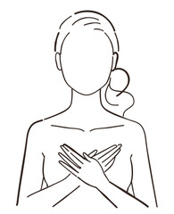 女性の美容イメージ（線画）