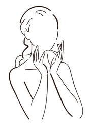 女性の美容イメージ（線画）