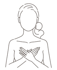 女性の美容イメージ（線画）