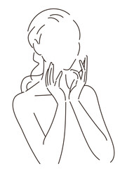 女性の美容イメージ（線画）
