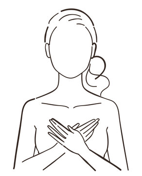 女性の美容イメージ（線画）