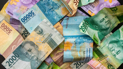 stack of rupiah banknotes as background