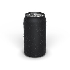 Aluminum soda can, matt black craft beer can isolated on white. 3D render illustration.