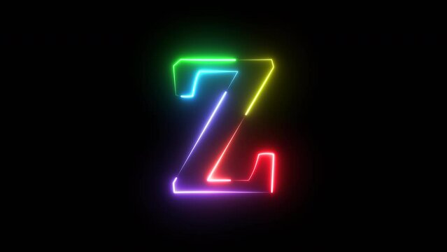 Neon light rainbow color alphabet Z