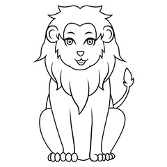 Illustration of Lion cartoon line art