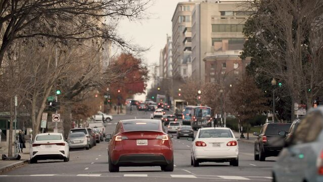 Telephoto Shot of 18th St NW Traffic in Washington, D.C.