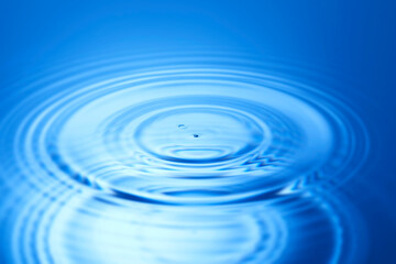 splash blue water drop with circular waves
