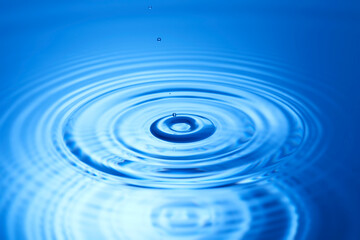 splash blue water drop with circular waves