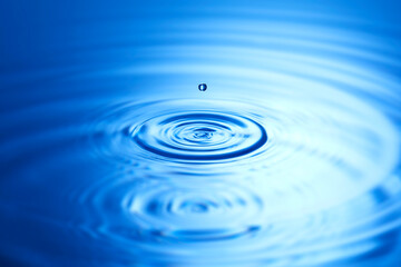 splash blue water drop with circular waves