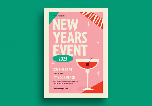 New Year Cocktail Event Flyer