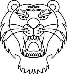 Tiger face sticker vector.Tiger head traditional tattoo.Vector of Japanese tiger for sticker or printing on T-shirt.line for doodle art and illustration for coloring book.