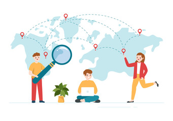 Outsourcing Business with Idea of Teamwork, Company Development, Investment and Project Delegation in Flat Cartoon Hand Drawn Templates Illustration