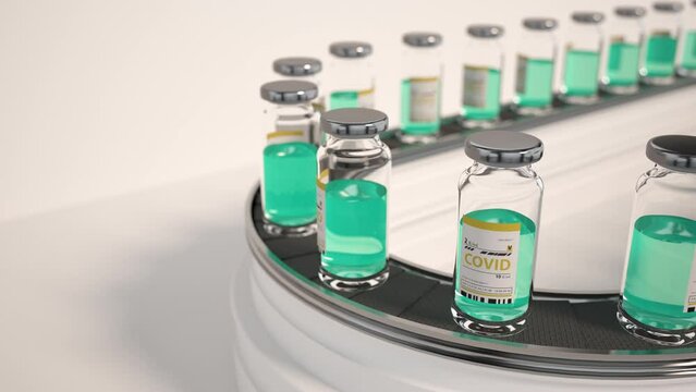Manufacture of Drugs in Pills for Medical Supply of Pharma Industry. Filling Sterile Blister with Medication on Conveyor Line of Pharmaceutical Factory. Preparation and Production of Capsules Closeup