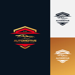 Logo Pictoral Automotive Sports Car with Badge Premium Style with Gold Red Color